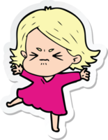 sticker of a cartoon angry woman png