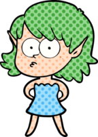 cartoon elf girl in dress png