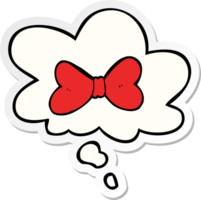 cartoon bow tie with thought bubble as a printed sticker png