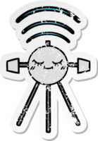 nödställda klistermärke av en söt tecknad rymdsatellit png