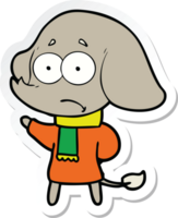 sticker of a cartoon unsure elephant in scarf png