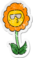 distressed sticker of a cartoon flower png