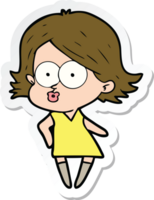 sticker of a cartoon girl pouting png