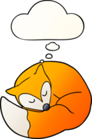 cartoon sleeping fox with thought bubble in smooth gradient style png