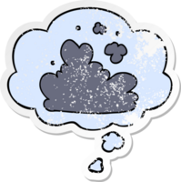 cartoon cloud with thought bubble as a distressed worn sticker png