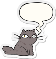 dessin animé chat à la recherche droite à vous avec discours bulle autocollant png