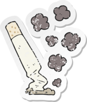 adesivo retrô angustiado de um cigarro de desenho animado png