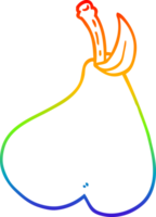 rainbow gradient line drawing of a cartoon healthy pear png