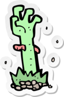 pegatina de una mano zombie de dibujos animados png