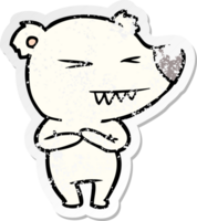 distressed sticker of a angry polar bear cartoon png