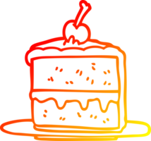 warm gradient line drawing of a cartoon chocolate cake png