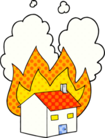 maison en feu de dessin animé png
