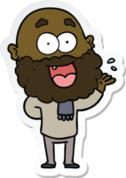 sticker of a cartoon crazy happy man with beard amazed png