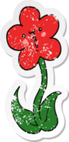 distressed sticker of a cartoon flower png
