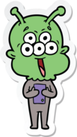 sticker of a happy cartoon alien png