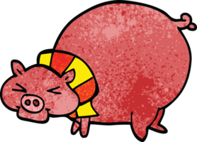 cartoon doodle fat pig png