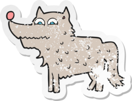 retro distressed sticker of a cartoon dog png