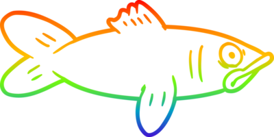 rainbow gradient line drawing of a cartoon fish png