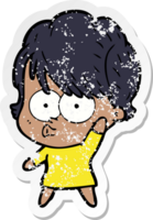 distressed sticker of a cartoon woman png