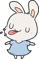 lapin de dessin animé mignon soufflant framboise png