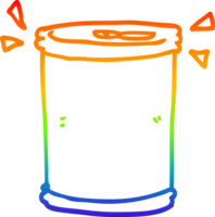 rainbow gradient line drawing of a cartoon soda can png