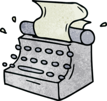 hand drawn textured cartoon doodle of old school typewriter png