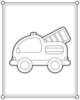 Cute fire truck suitable for children's coloring page illustration vector