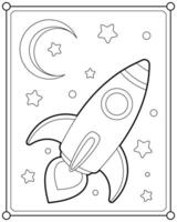 Rocket in space suitable for children's coloring page illustration vector