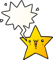 contento dibujos animados estrella con habla burbuja en suave degradado estilo png