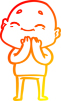 warm gradient line drawing of a happy cartoon bald man png