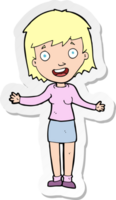 sticker of a cartoon excited woman png
