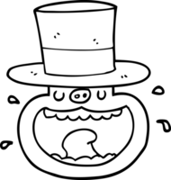cerdo de dibujos animados con sombrero de copa png