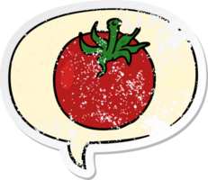 cartoon fresh tomato with speech bubble distressed distressed old sticker png