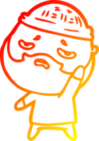 warm gradient line drawing of a cartoon worried man with beard png