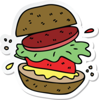 adesivo di un eccentrico hamburger vegetariano del fumetto disegnato a mano png