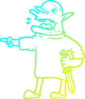 verkoudheid helling lijn tekening van een tekenfilm kabouter met mes png