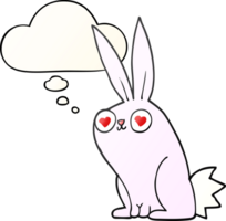 cartoon bunny rabbit in love with thought bubble in smooth gradient style png