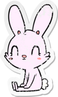 verontruste sticker van een schattig zittend cartoonkonijn png