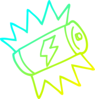 cold gradient line drawing of a cartoon fully charged battery png