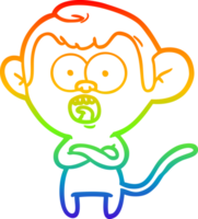 arco iris degradado línea dibujo de un dibujos animados conmocionado mono png