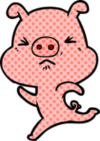 dibujos animados molesto cerdo corriendo png