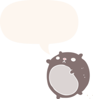 cartoon bear with speech bubble in retro style png