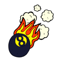 cartoon flaming pool ball png