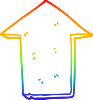 rainbow gradient line drawing of a cartoon pointing arrow png