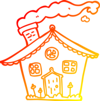 warm gradient line drawing of a cartoon house png