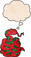 cartoon snake with thought bubble in grunge texture style png