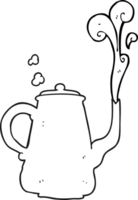 drawn black and white cartoon steaming  coffee pot png