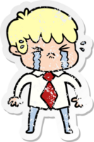 vinheta angustiada de um menino de desenho animado chorando png