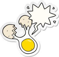 desenho animado rachado ovo com discurso bolha adesivo png