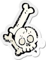 pegatina retro angustiada de un número de hueso de halloween de dibujos animados png